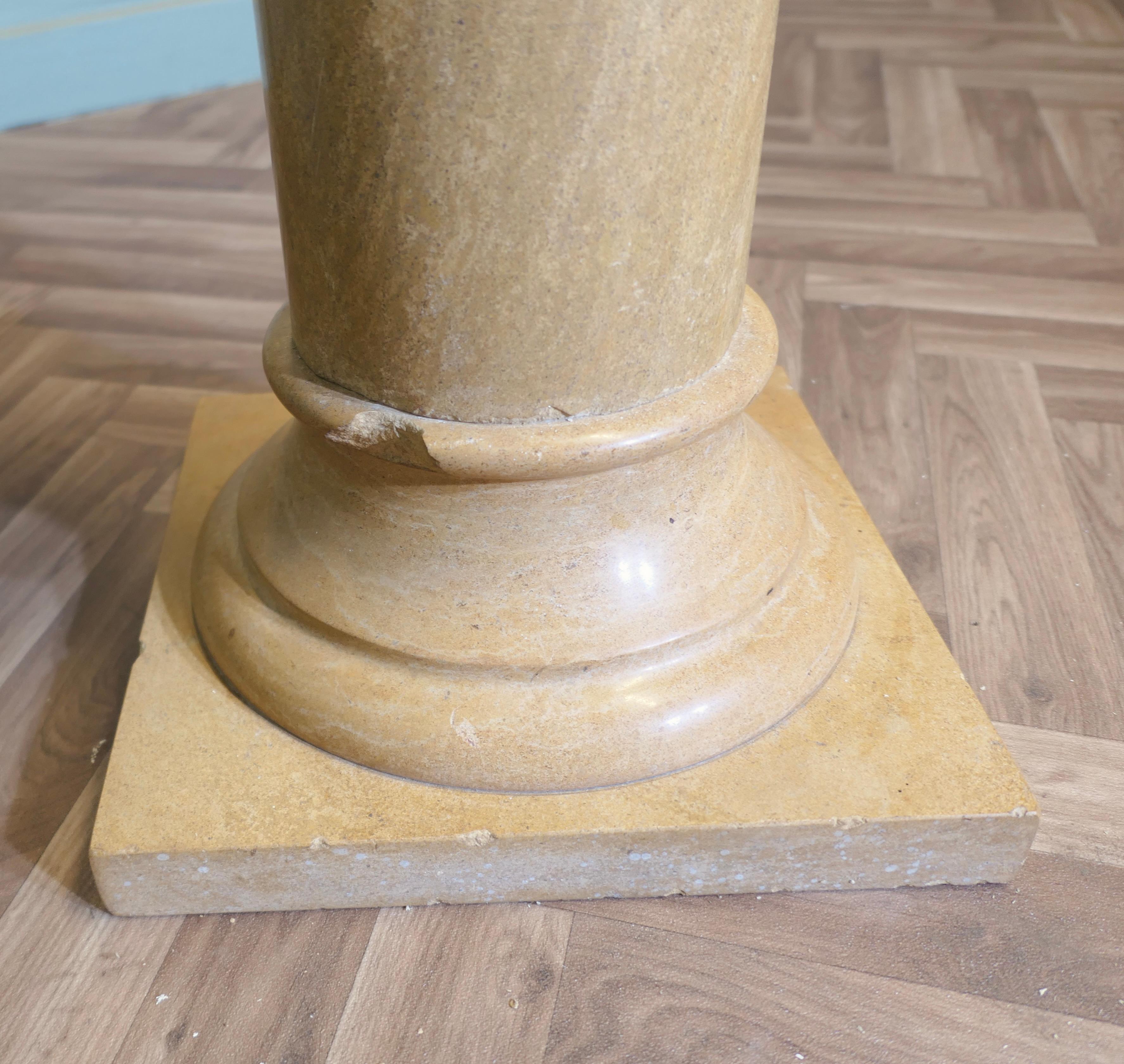 Large Honey Coloured Marble Column  This is a very heavy piece For Sale 2