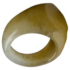 Large Honey Jade Solid Ring hand carved Rare Yellow Gemstone gift lotr style