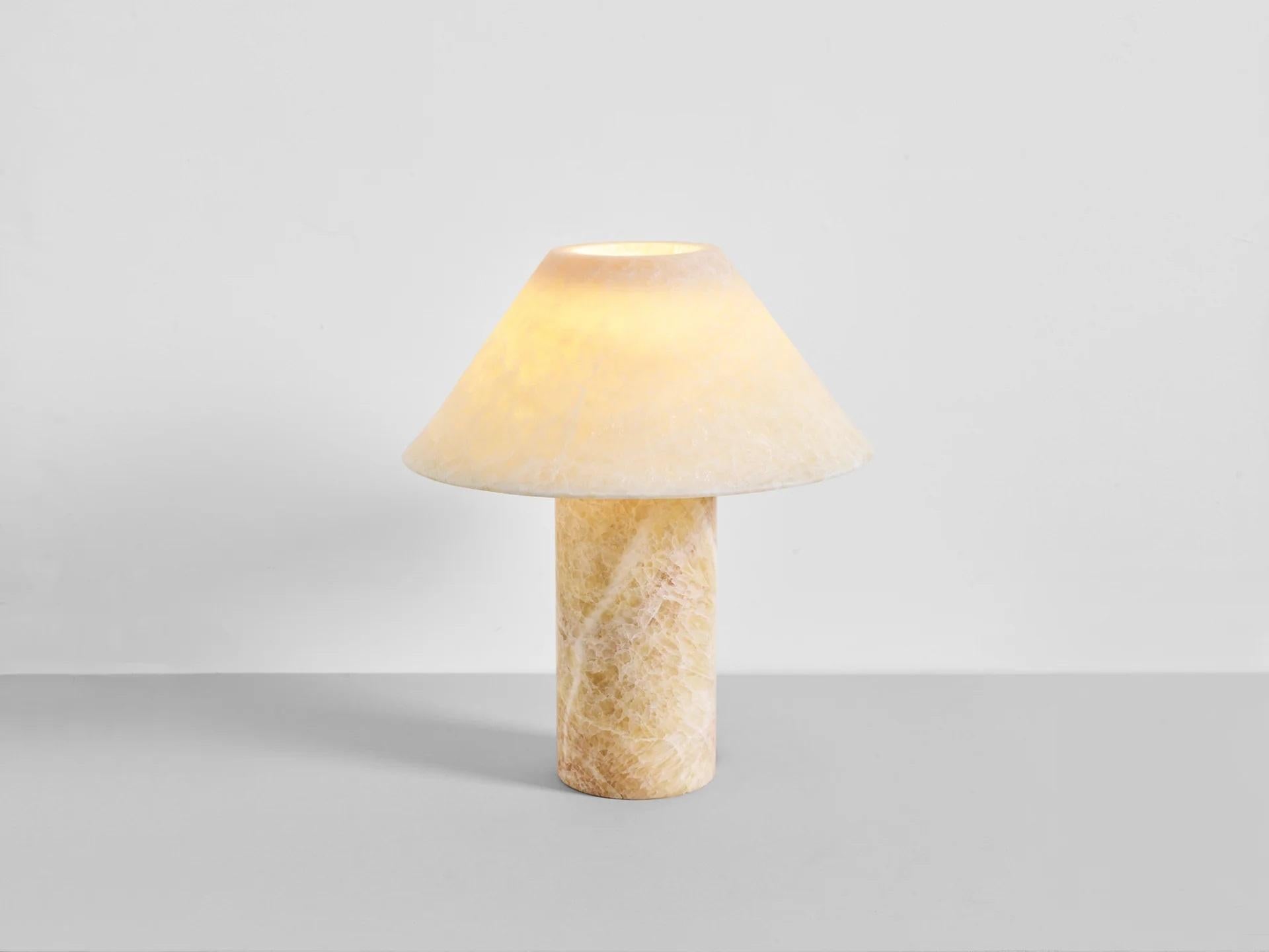 Modern Contemporary Large Honey Onyx Pillar Lamp by Henry Wilson For Sale