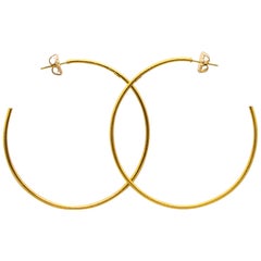 Large Hoop Earrings 24 Karat Gold 10.20 Grams