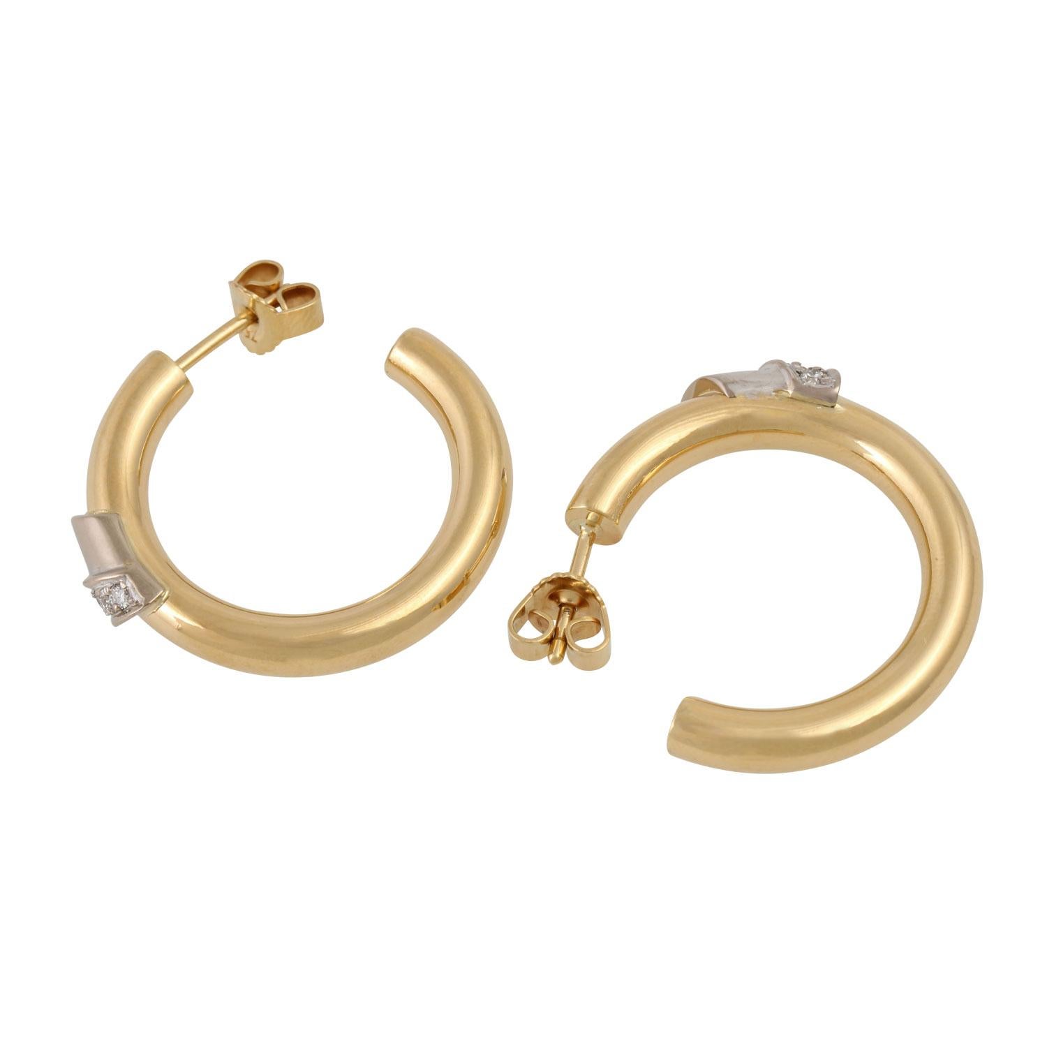 Brilliant Cut Large Hoops with 8 Diamonds For Sale
