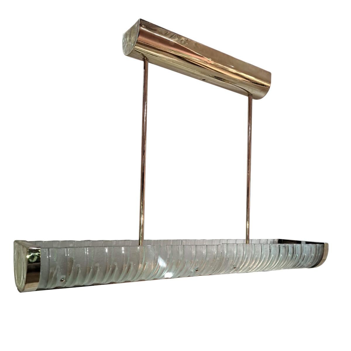 Large Horizontal Molded Glass Light Fixture For Sale 1
