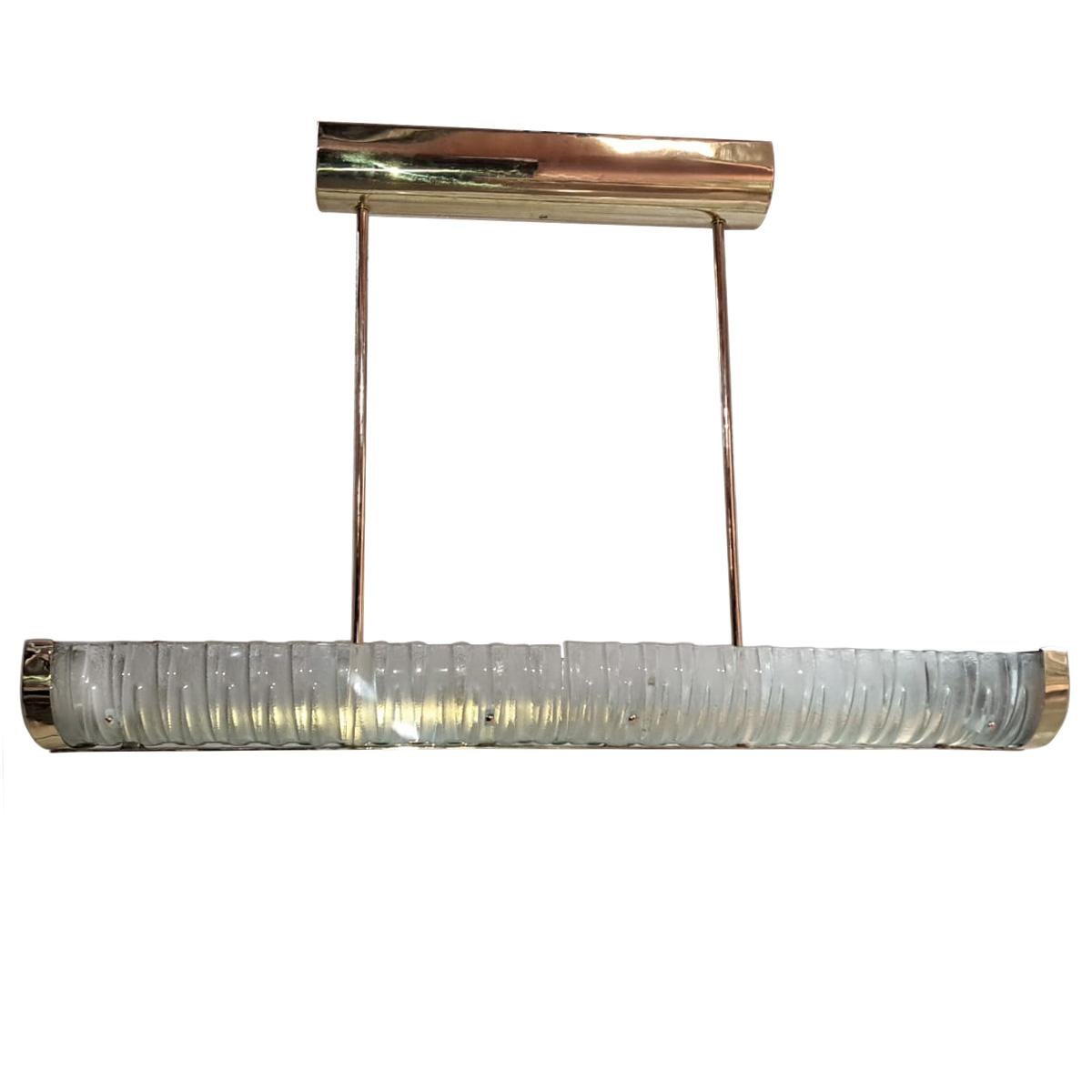 Large Horizontal Molded Glass Light Fixture For Sale 2