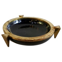 Vintage Large Horn Inlay and Brass Centerpiece Bowl