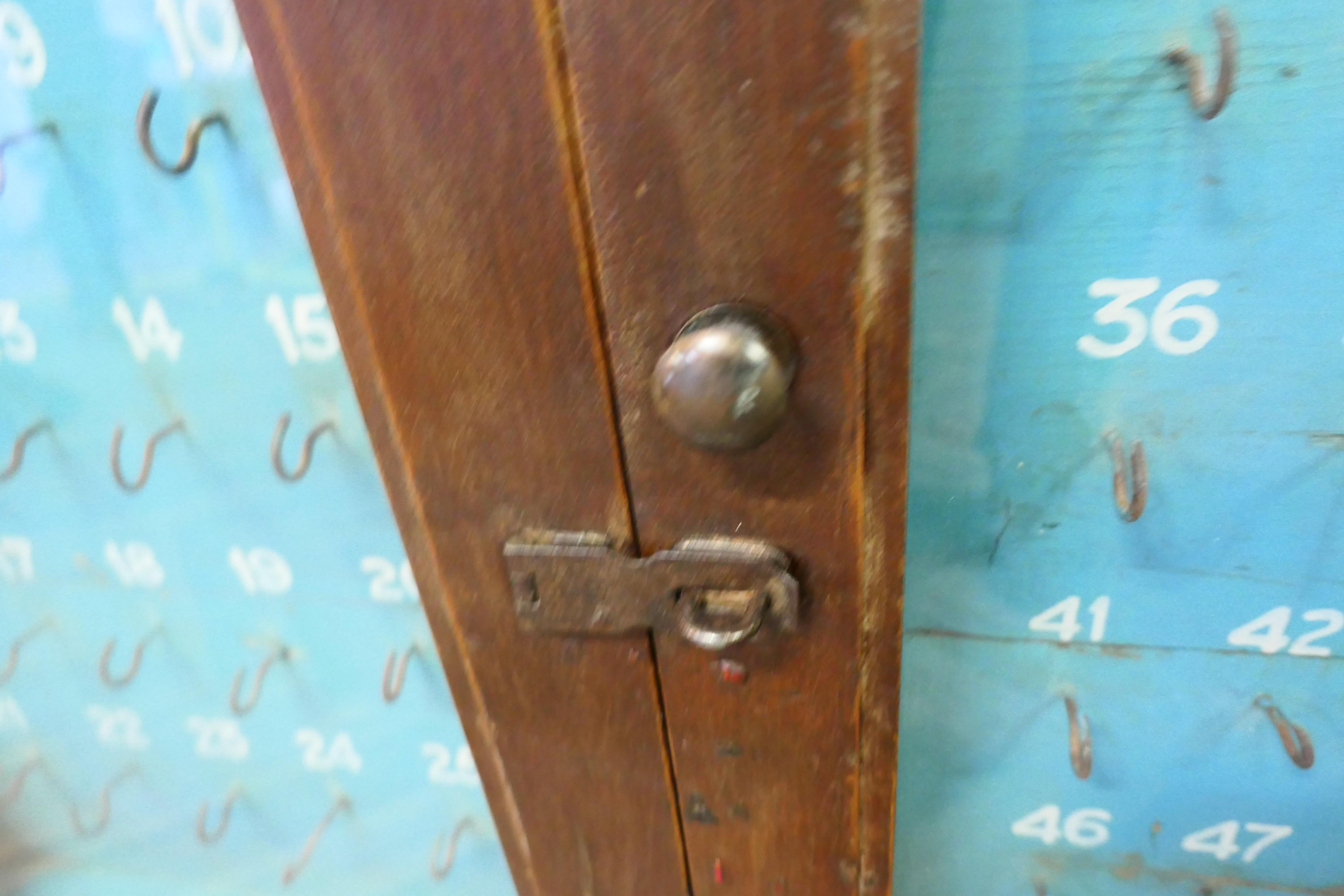 Early 20th Century Large Hotel 50 Bedroom Wall Hanging Key Cupboard For Sale