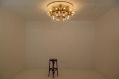 Large Hotel Chandelier in Brass Fixture and 20 Large Hand-Blowed Glass Globes