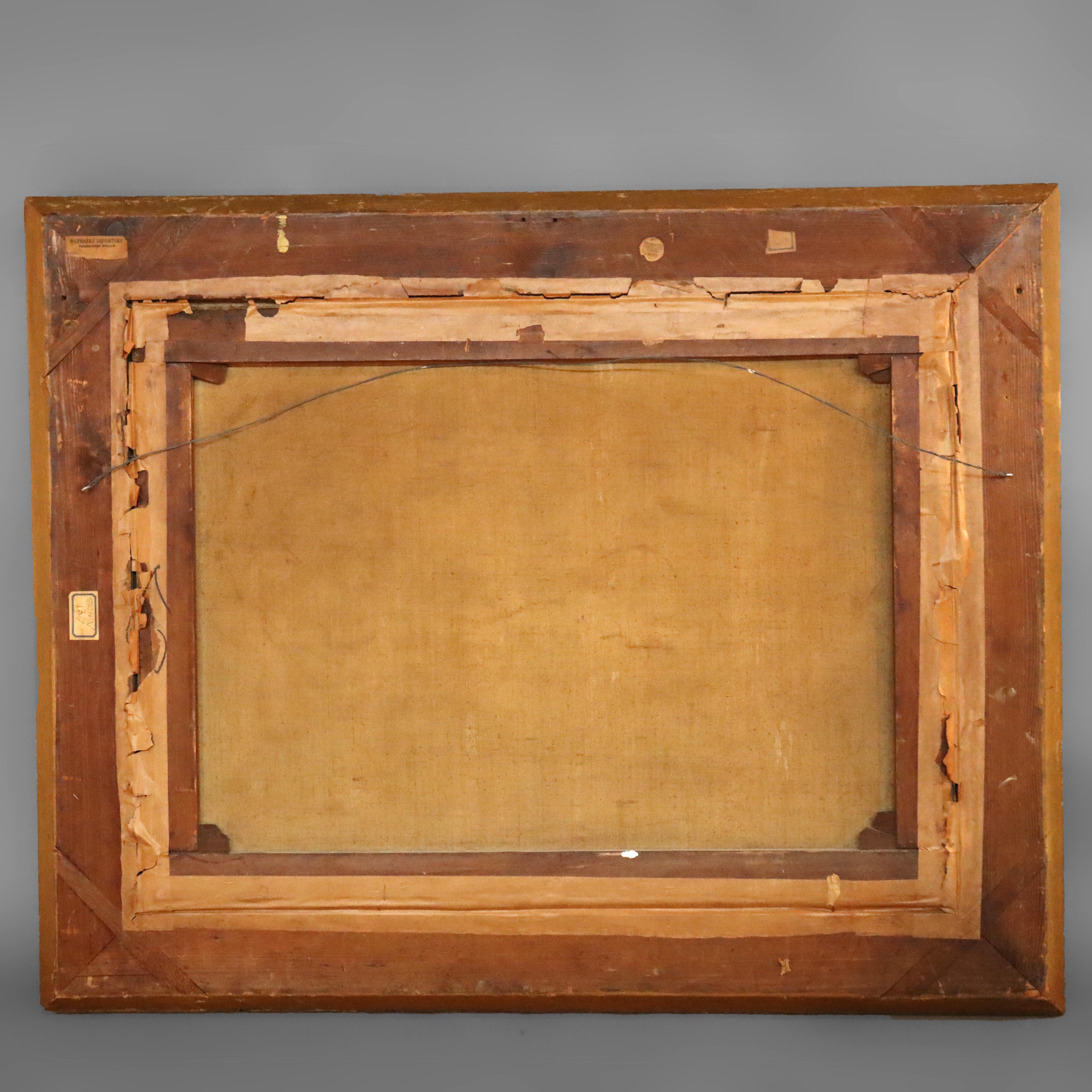 Große Hudson River School Öl auf Leinwand Landschaftsgemälde von Morelst C1890 im Angebot 7