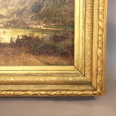 Grande dipinto di paesaggio su tela della Scuola del fiume Hudson di Morelst C1890