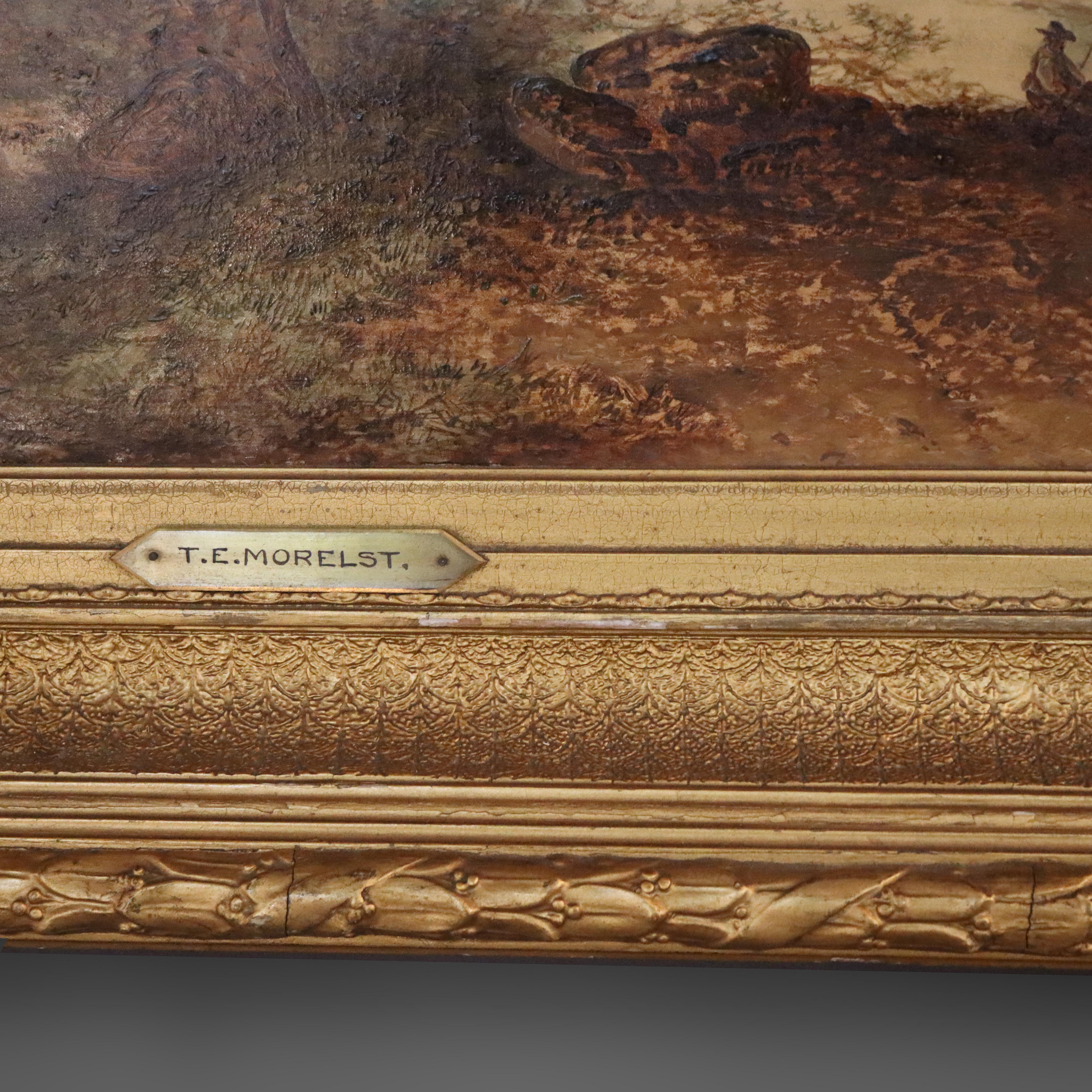 Große Hudson River School Öl auf Leinwand Landschaftsgemälde von Morelst C1890 im Zustand „Gut“ im Angebot in Big Flats, NY