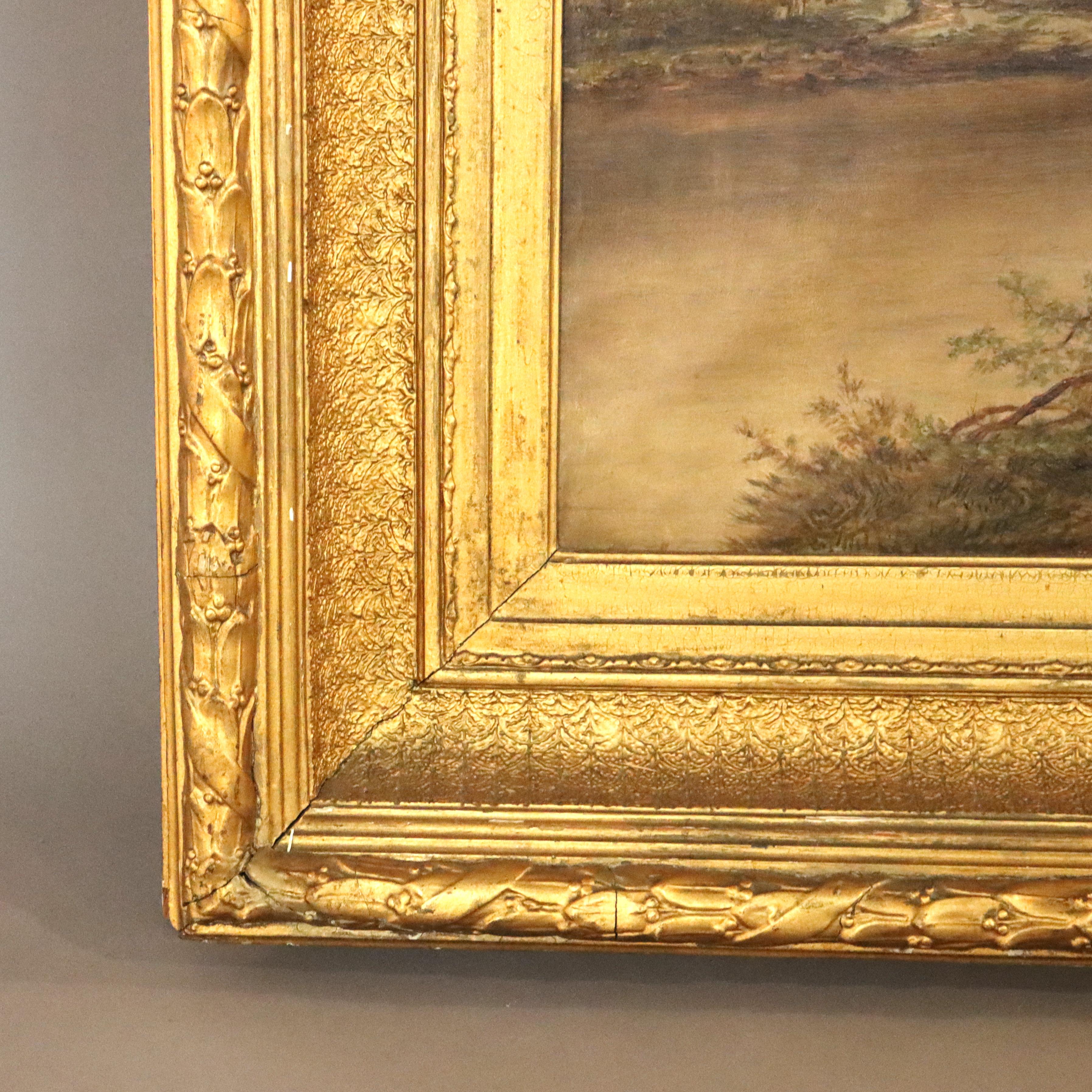 Große Hudson River School Öl auf Leinwand Landschaftsgemälde von Morelst C1890 (19. Jahrhundert) im Angebot