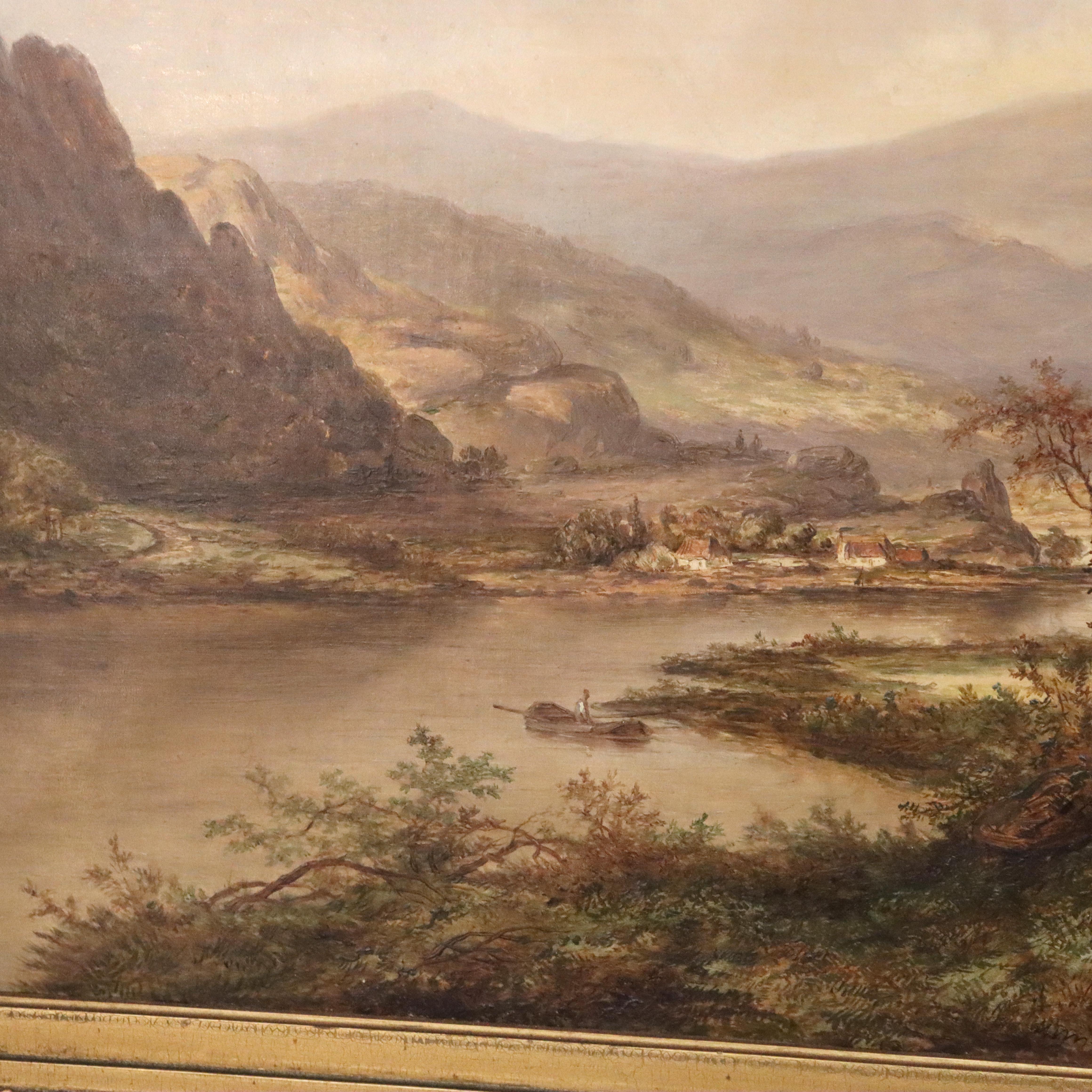 Große Hudson River School Öl auf Leinwand Landschaftsgemälde von Morelst C1890 im Angebot 2