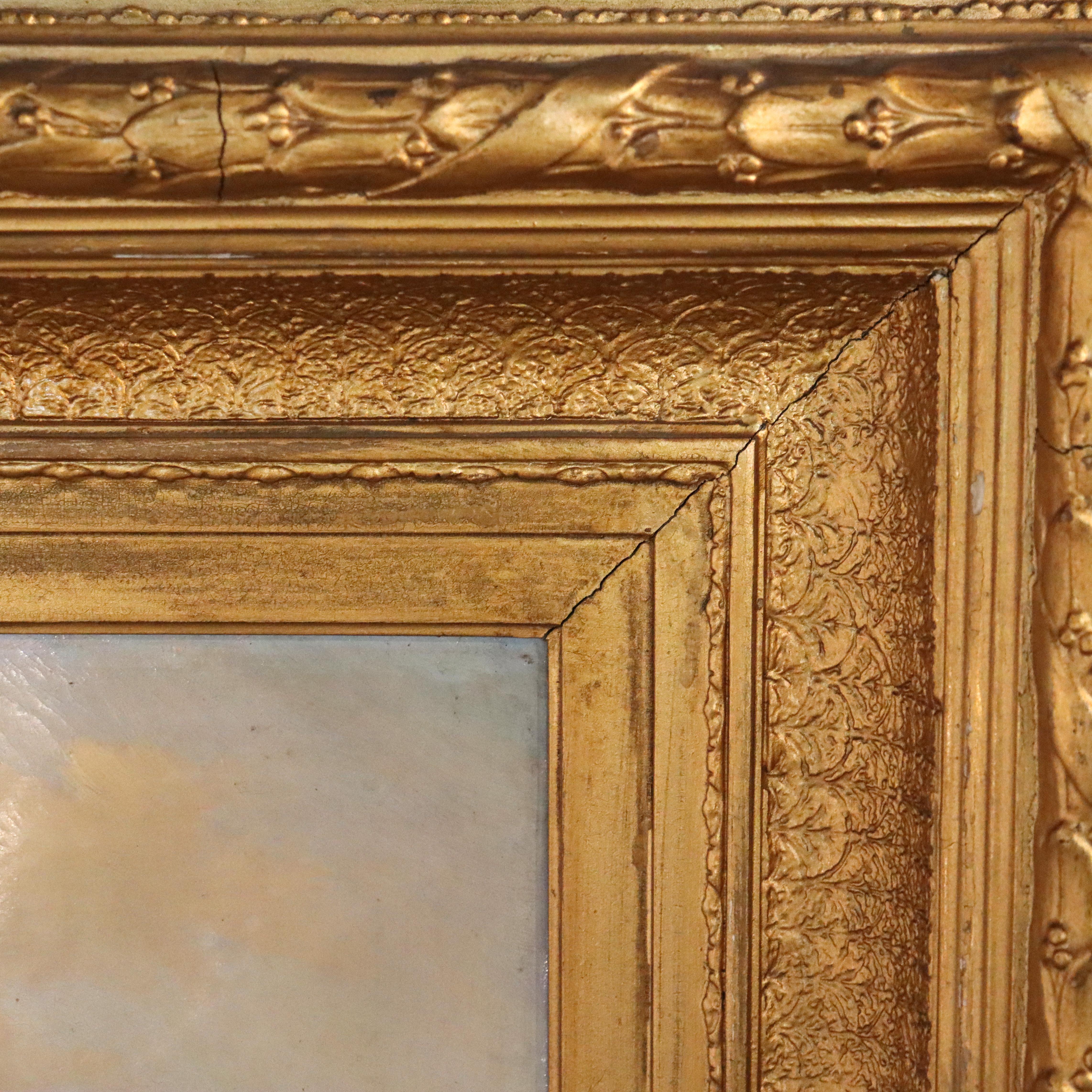 Große Hudson River School Öl auf Leinwand Landschaftsgemälde von Morelst C1890 im Angebot 4