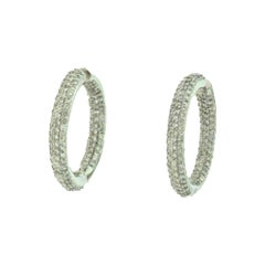 Large Huggie Inside Out White Gold Hinged Hoop Diamond Earrings