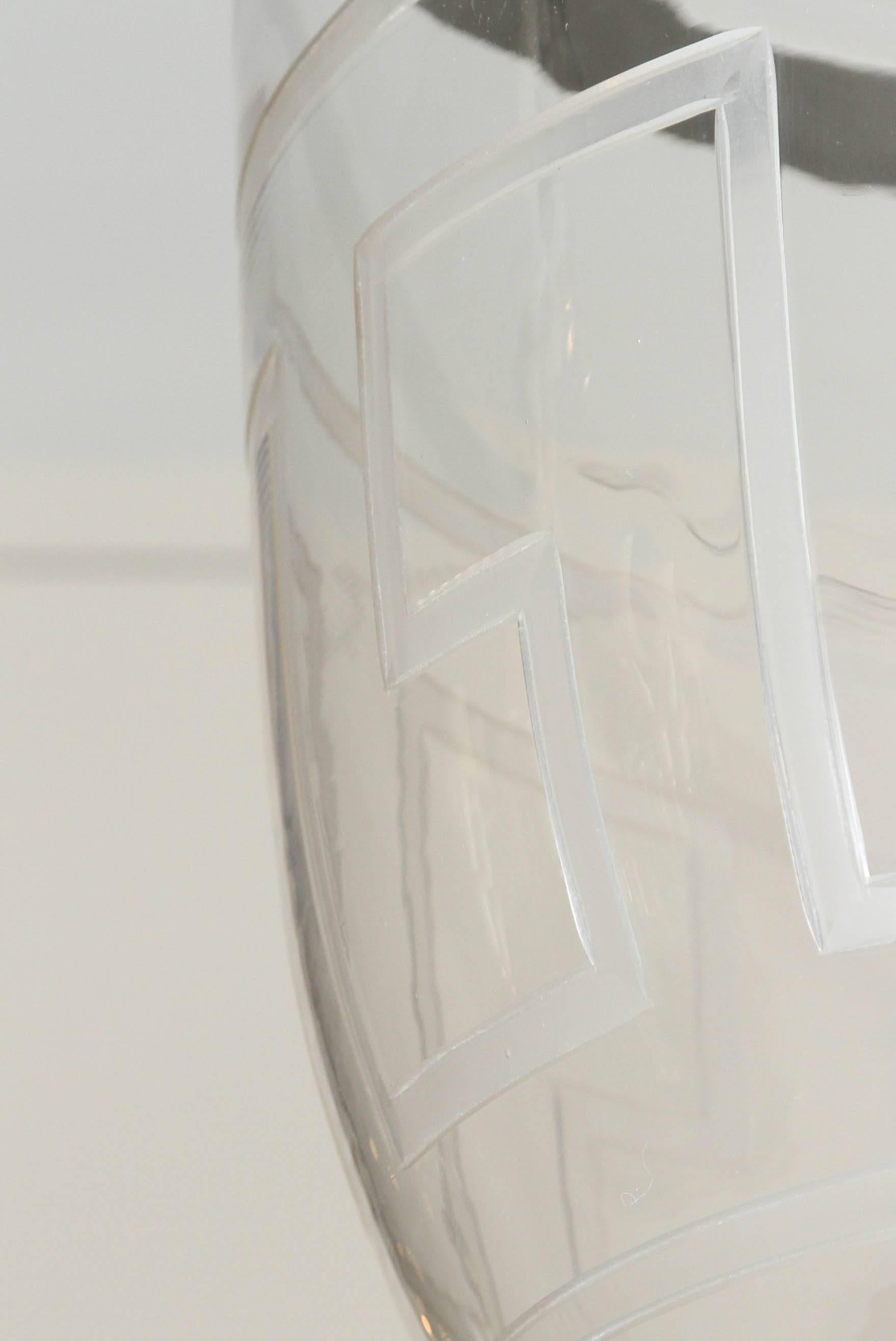 Indian Large Hundi/Bell Jar Fixture with Etched Greek Key Design