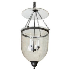 Large Hundi/Bell Jar Fixture with Etched Greek Key Design