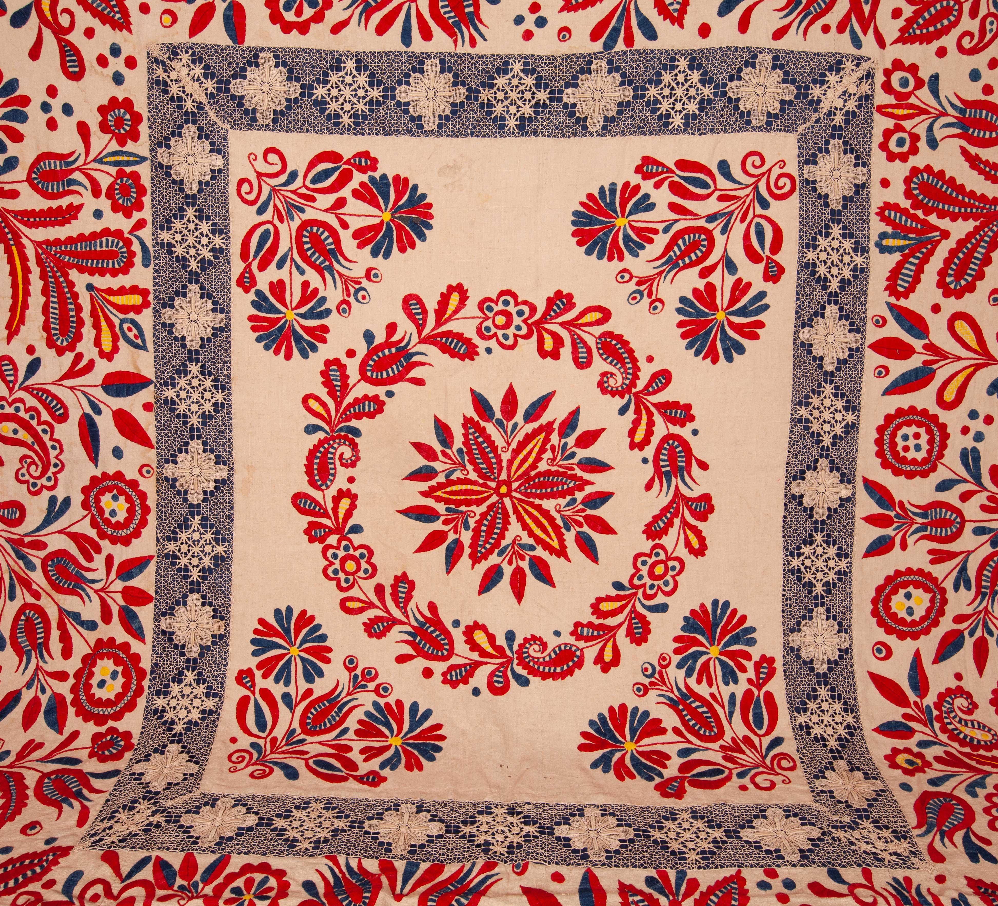 Suzani Large Hungarian Embroidery, Late 19th / Early 20th Century For Sale