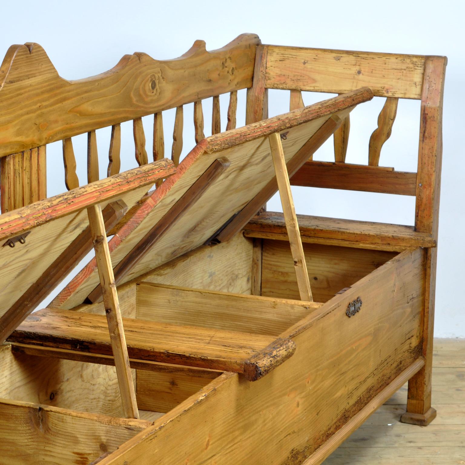 Early 20th Century Large Hungarian Pine Bench, circa 1900