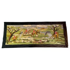 Large Hunt-Themed Needlepoint Wall Hanging