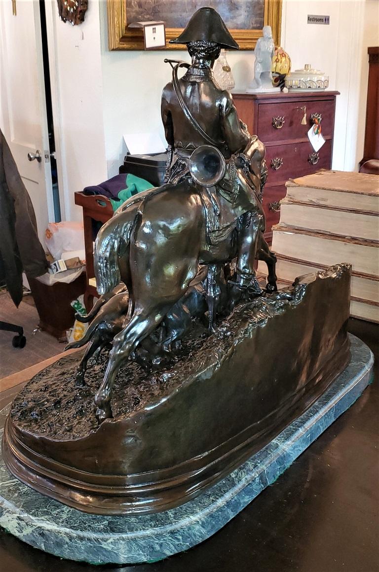 Large Huntsman with His Hounds Bronze Sculpture by PJ Mene, 1869 For Sale 3