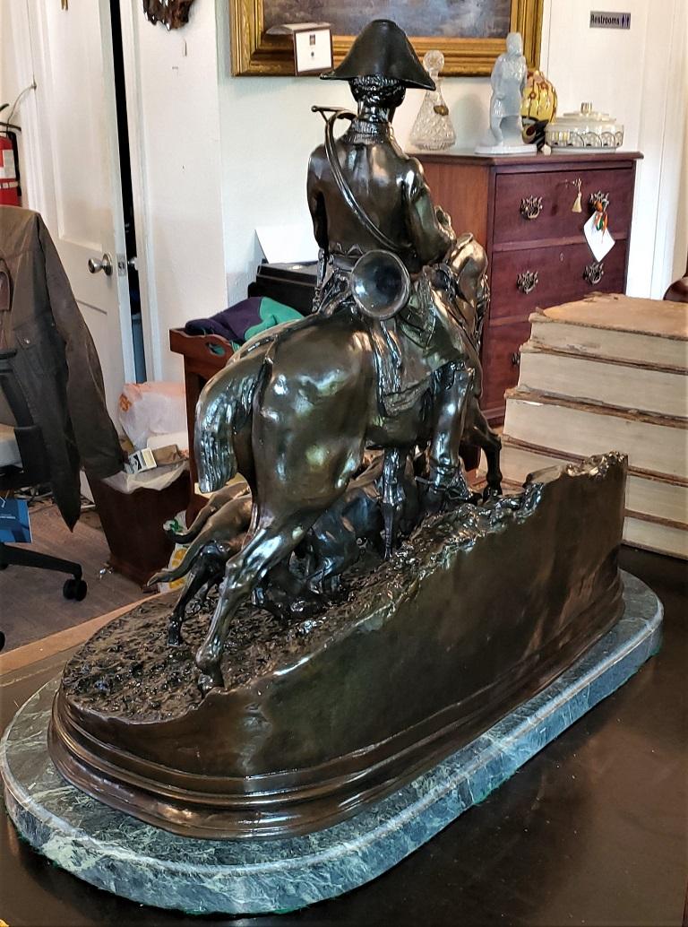 Large Huntsman with His Hounds Bronze Sculpture by PJ Mene, 1869 For Sale 4