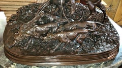 Large 'Huntsman/Valet with his Hounds' Bronze Sculpture by PJ Mene - 1869