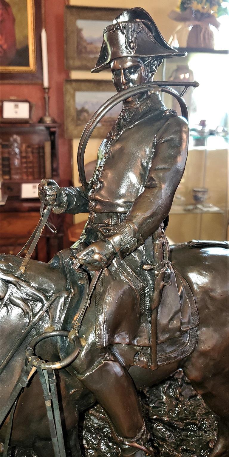 Hand-Carved Large Huntsman with His Hounds Bronze Sculpture by PJ Mene, 1869 For Sale