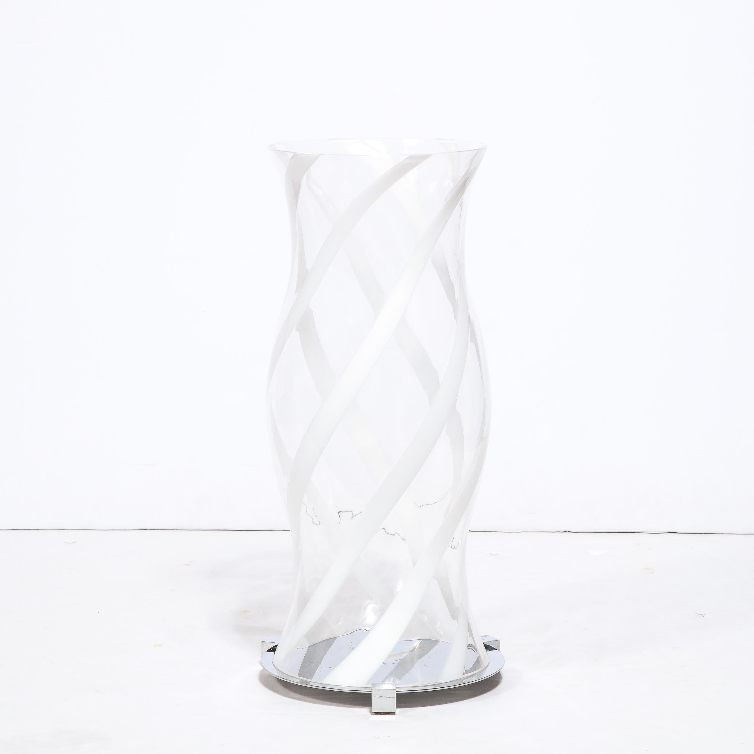 Modern Large Hurricane Candle Holders in Hand Blown Murano Transluscent Glass