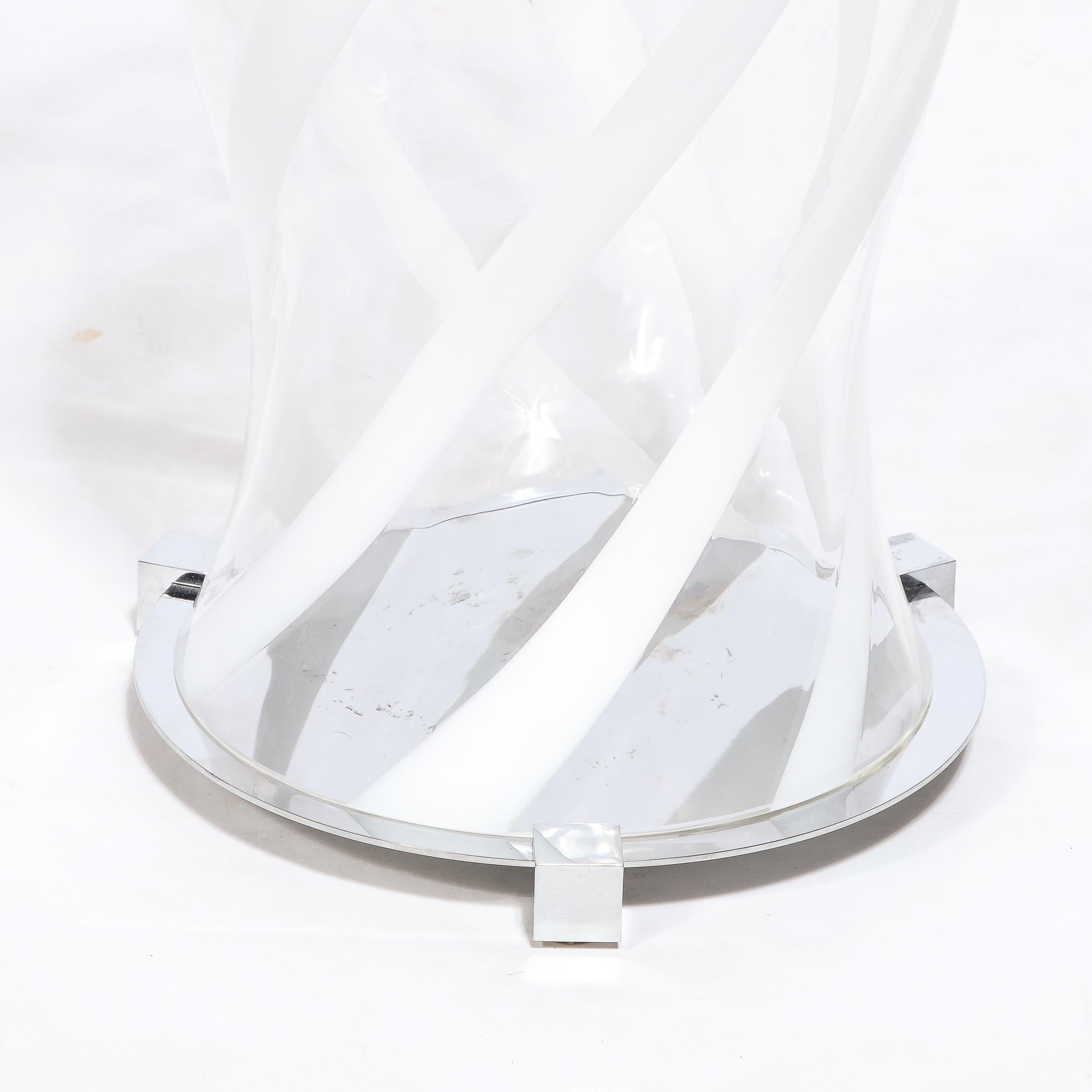 Large Hurricane Candle Holders in Hand Blown Murano Transluscent Glass In Excellent Condition In New York, NY