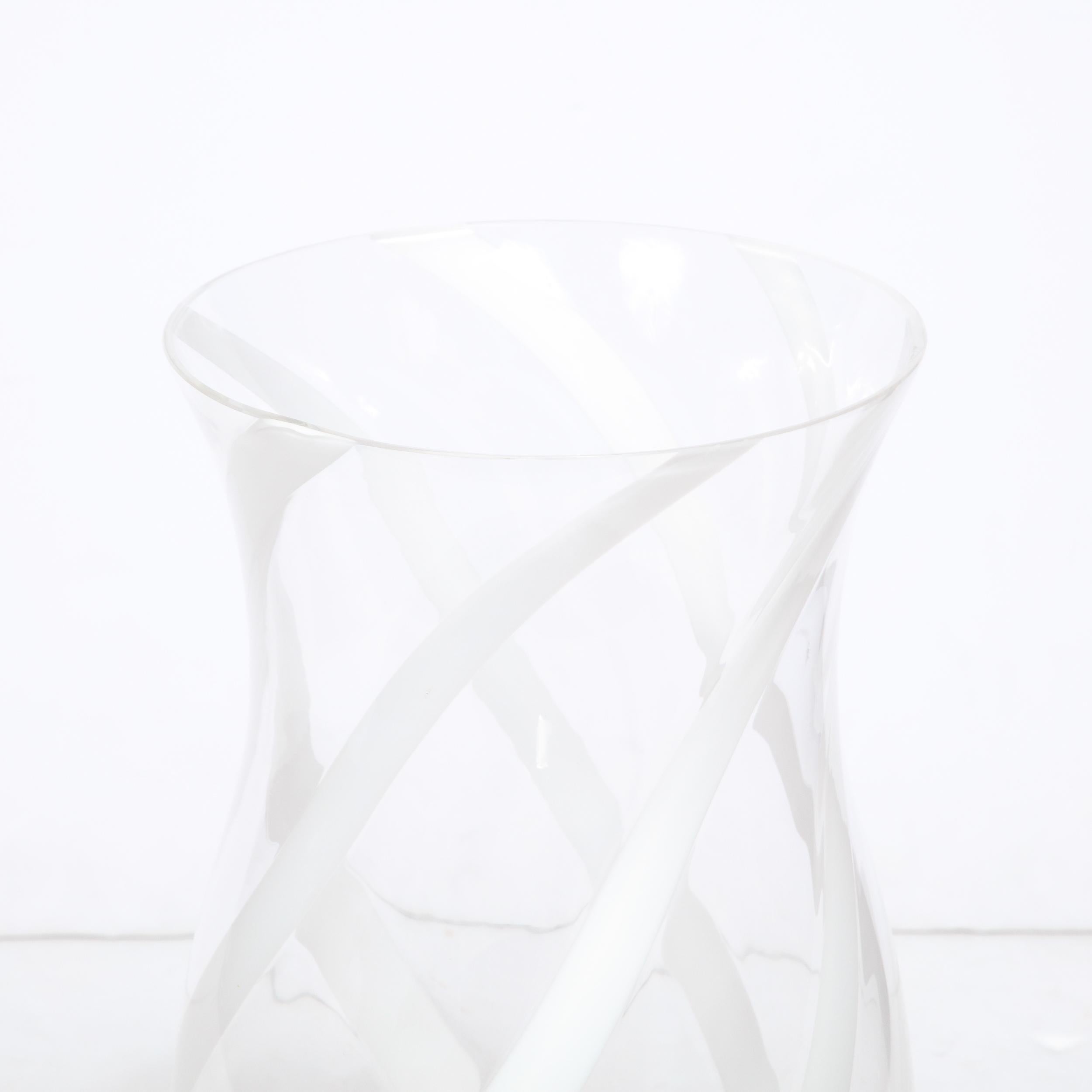 20th Century Large Hurricane Candle Holders in Hand Blown Murano Transluscent Glass
