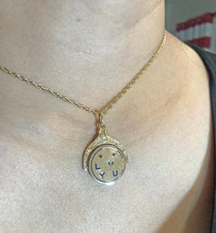 Large I Love You Spinner Gold & Enamel Charm Pendant
