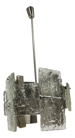 Large Ice Block Glass Panel Chandelier by Kalmar Leuchten, 1960s, Austria