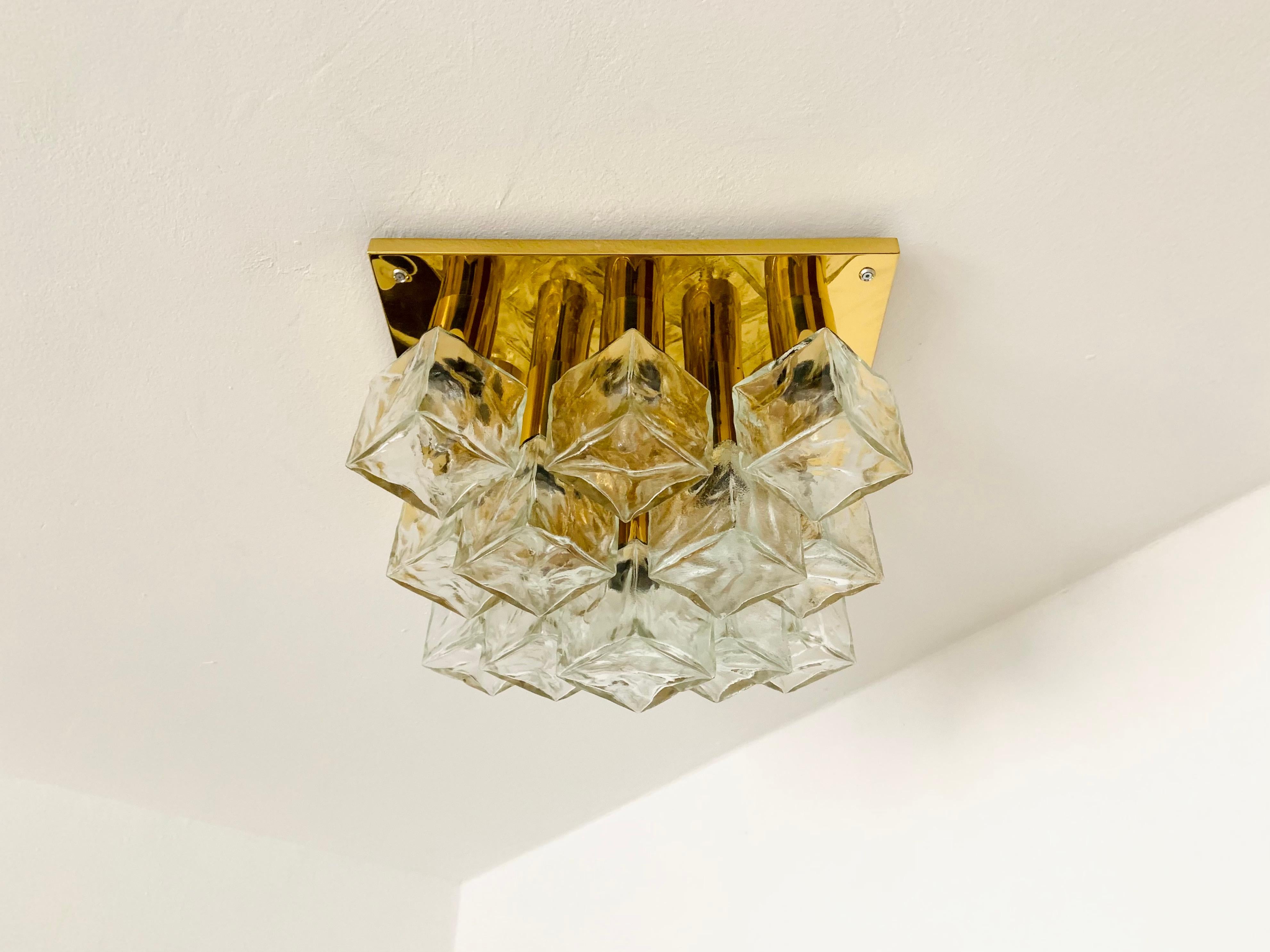 Mid-Century Modern Large Ice Cube Flush Light by J.T. Kalmar For Sale