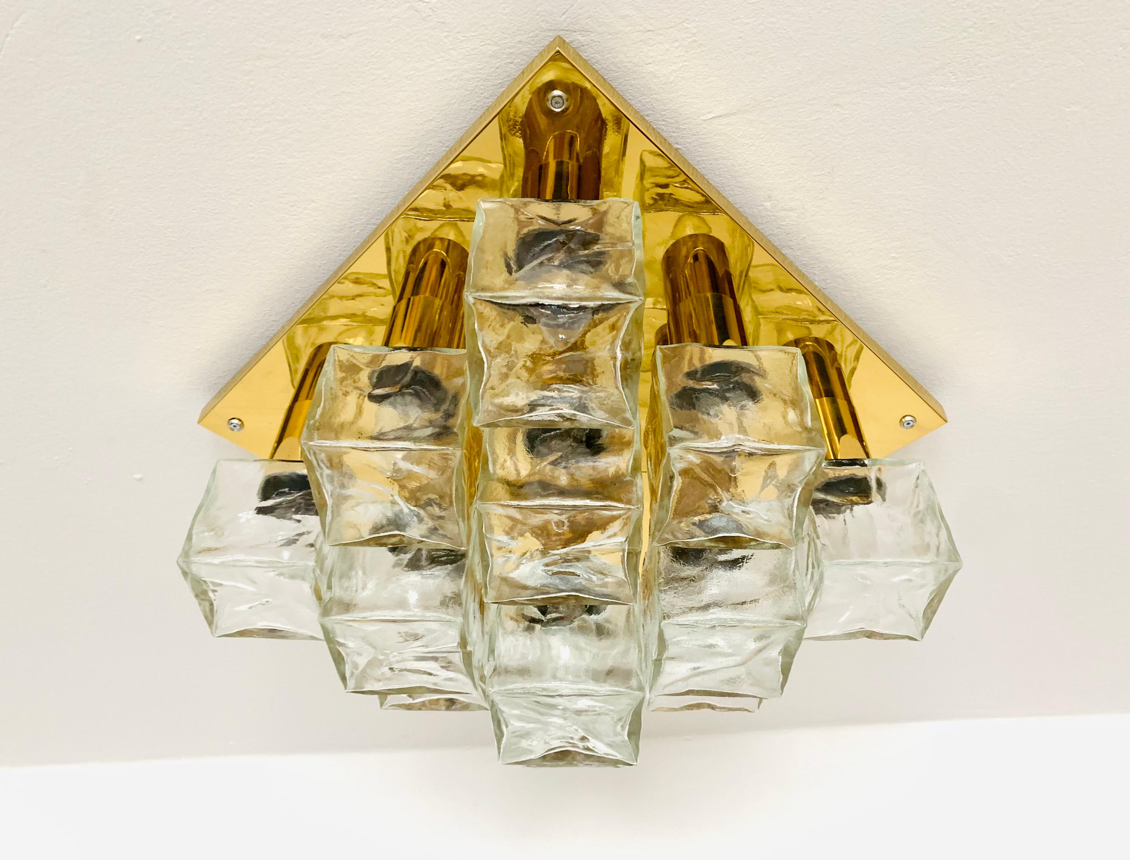 Austrian Large Ice Cube Flush Light by J.T. Kalmar For Sale