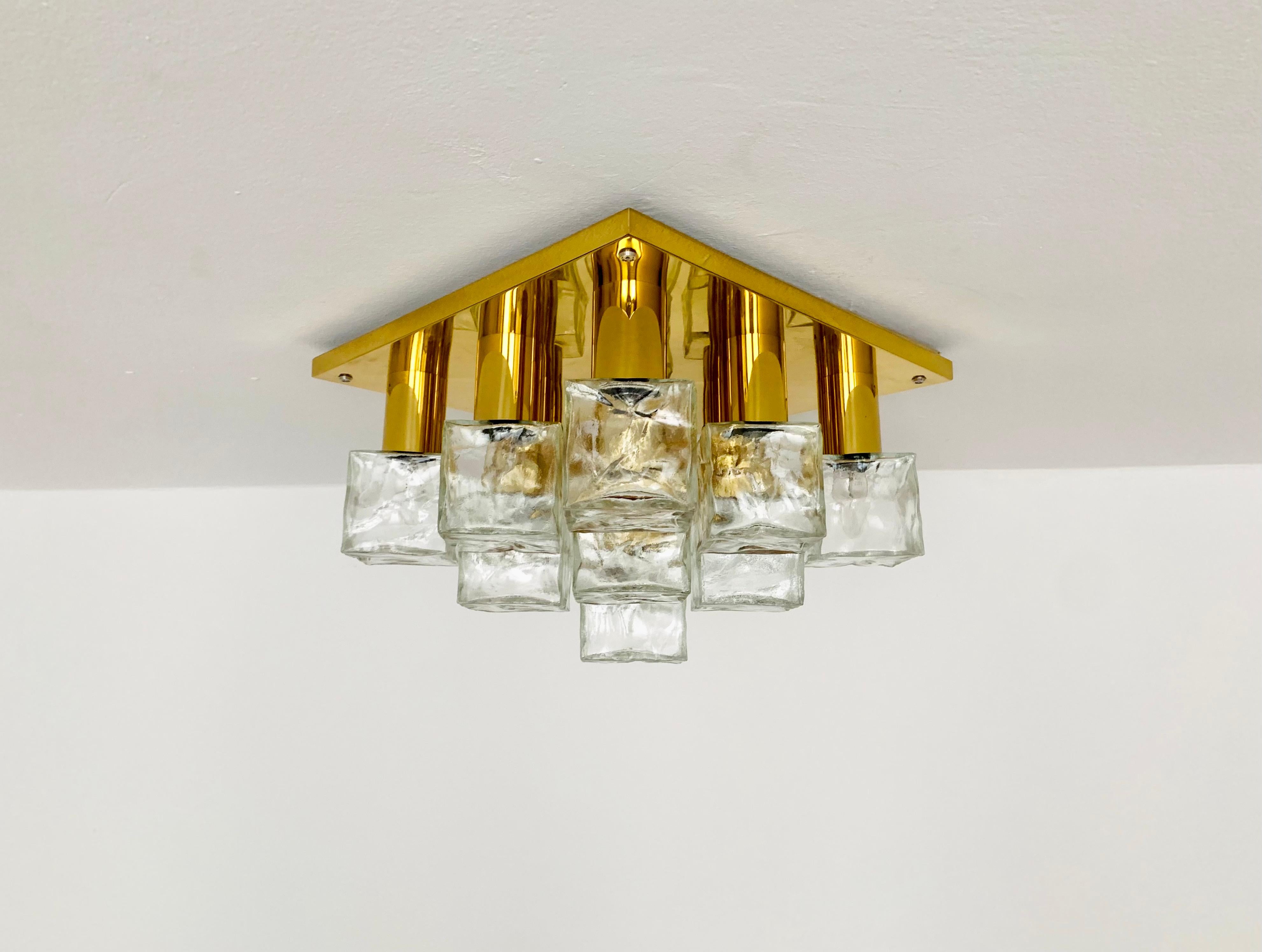 Mid-20th Century Large Ice Cube Flush Light by J.T. Kalmar For Sale