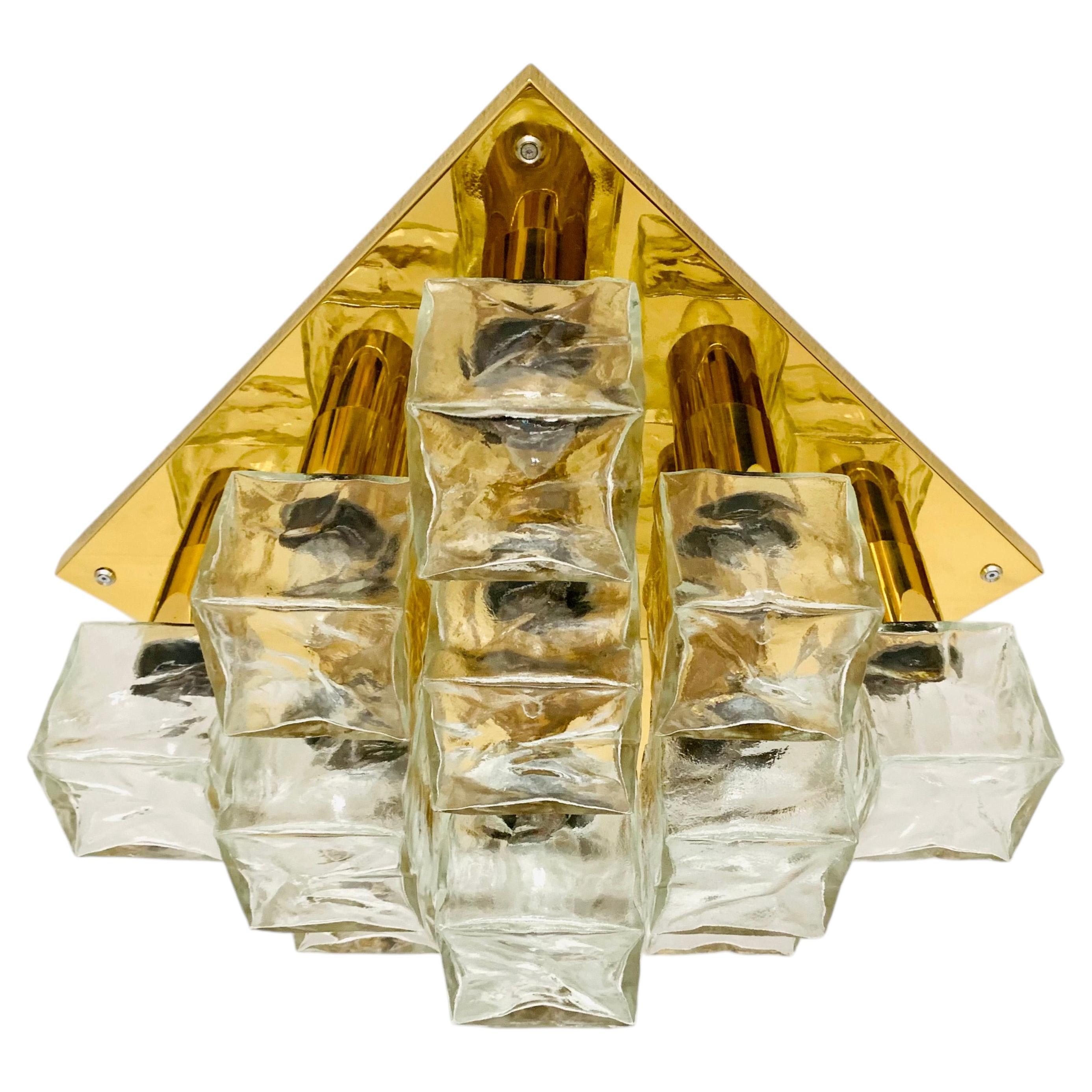 Large Ice Cube Flush Light by J.T. Kalmar For Sale