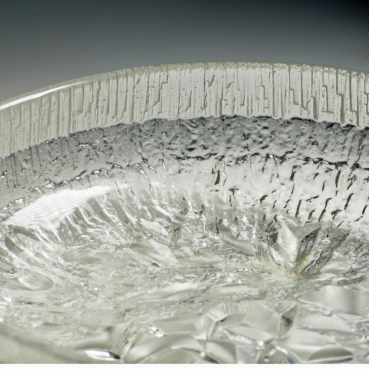Mid-Century Modern Large Ice Glass Bowl 