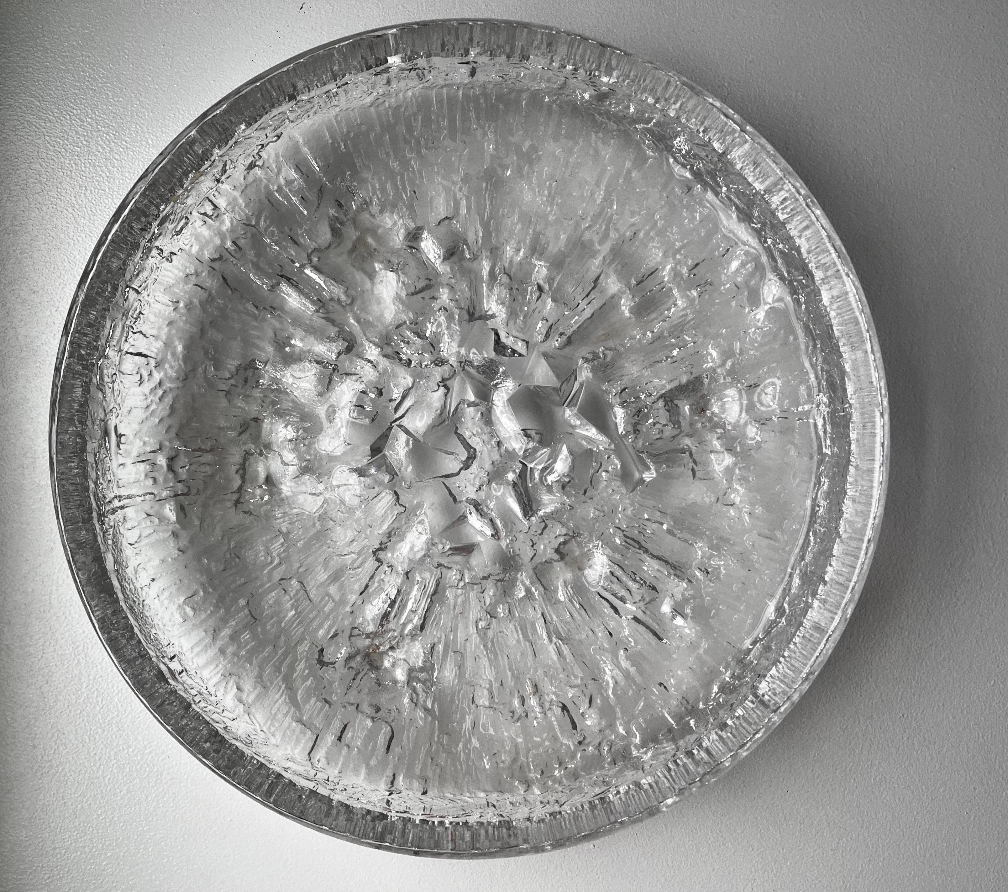 Mid-Century Modern Large Ice Glass Bowl 