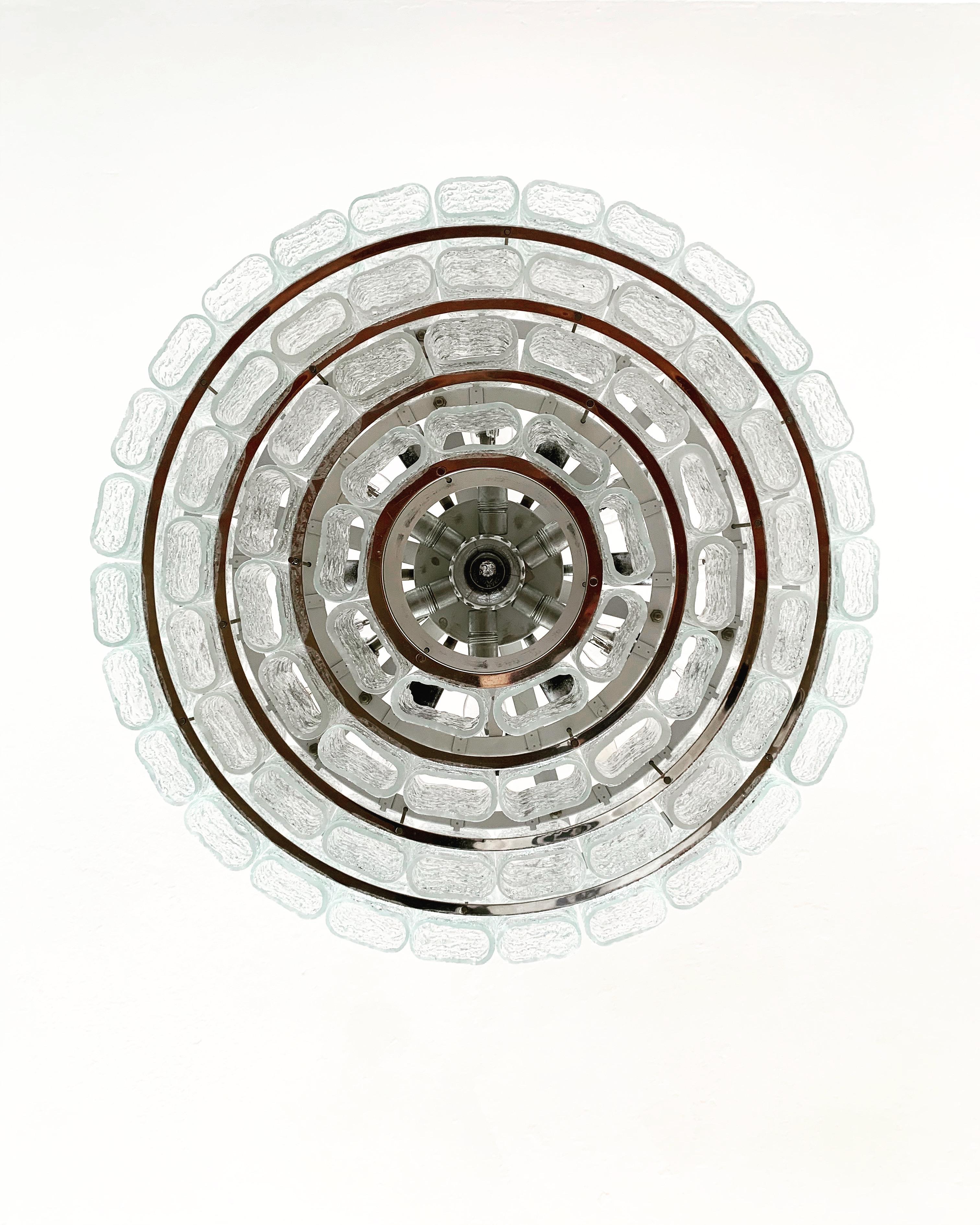 Lampadario grande in vetro ghiaccio di Doria in vendita 3