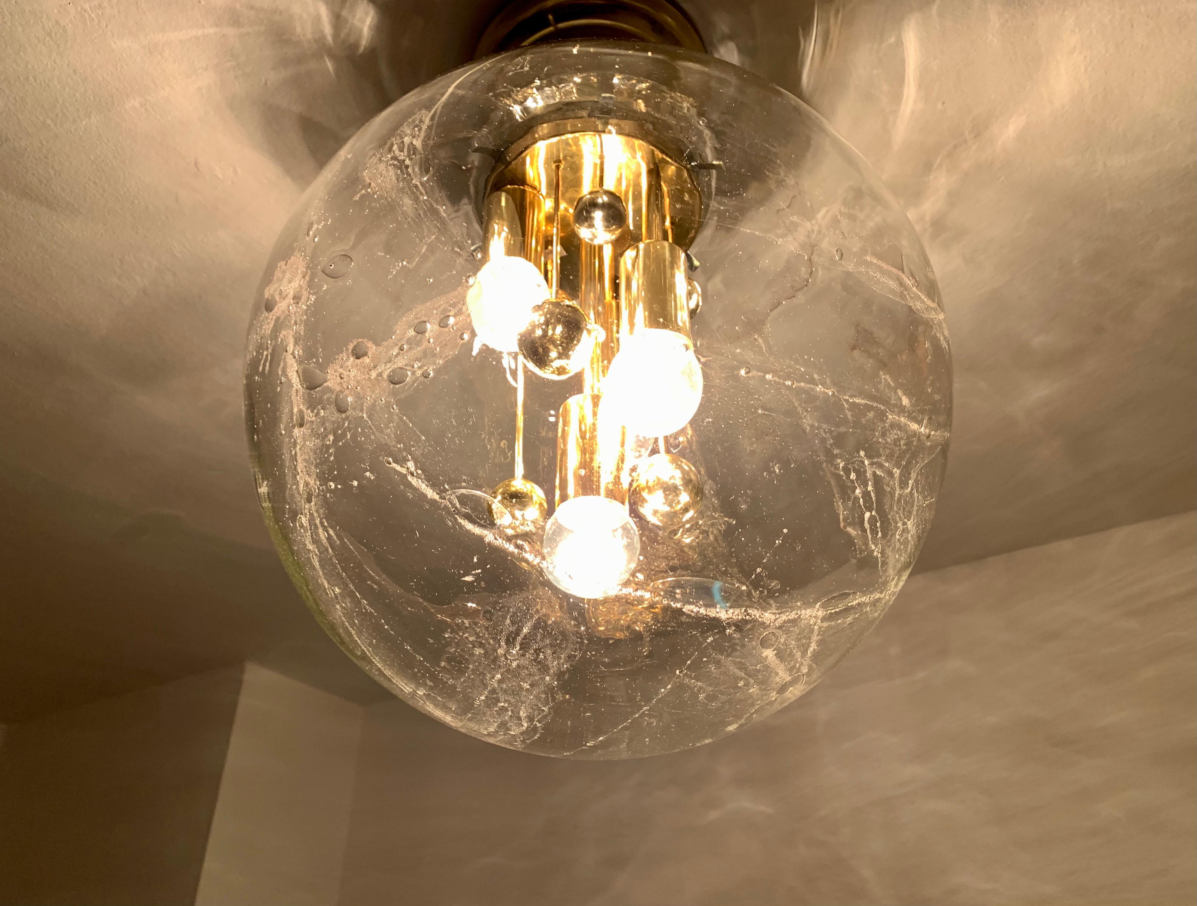 Grande lampe encastrée en verre de glace par Doria en vente 4