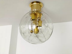 Grande lampe encastrée en verre de glace par Doria