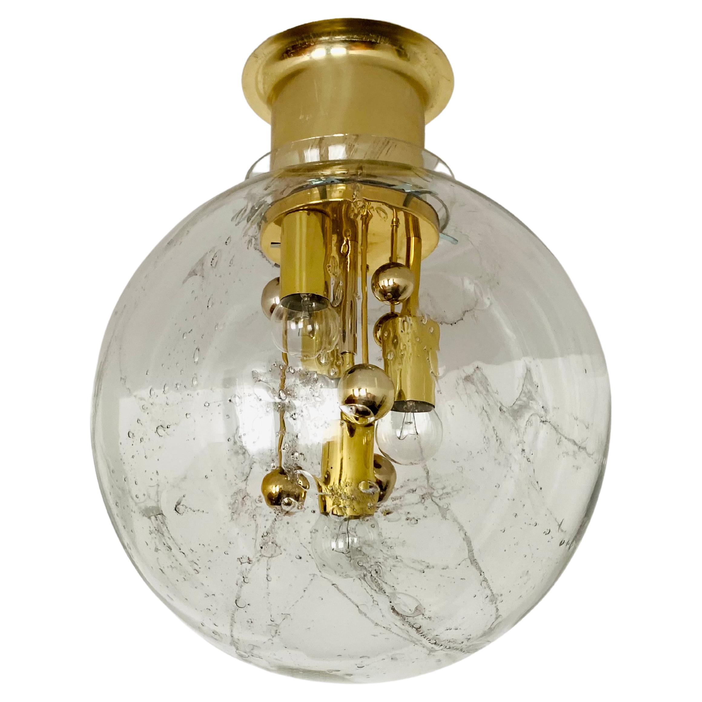 Large Ice Glass Flush Lamp by Doria