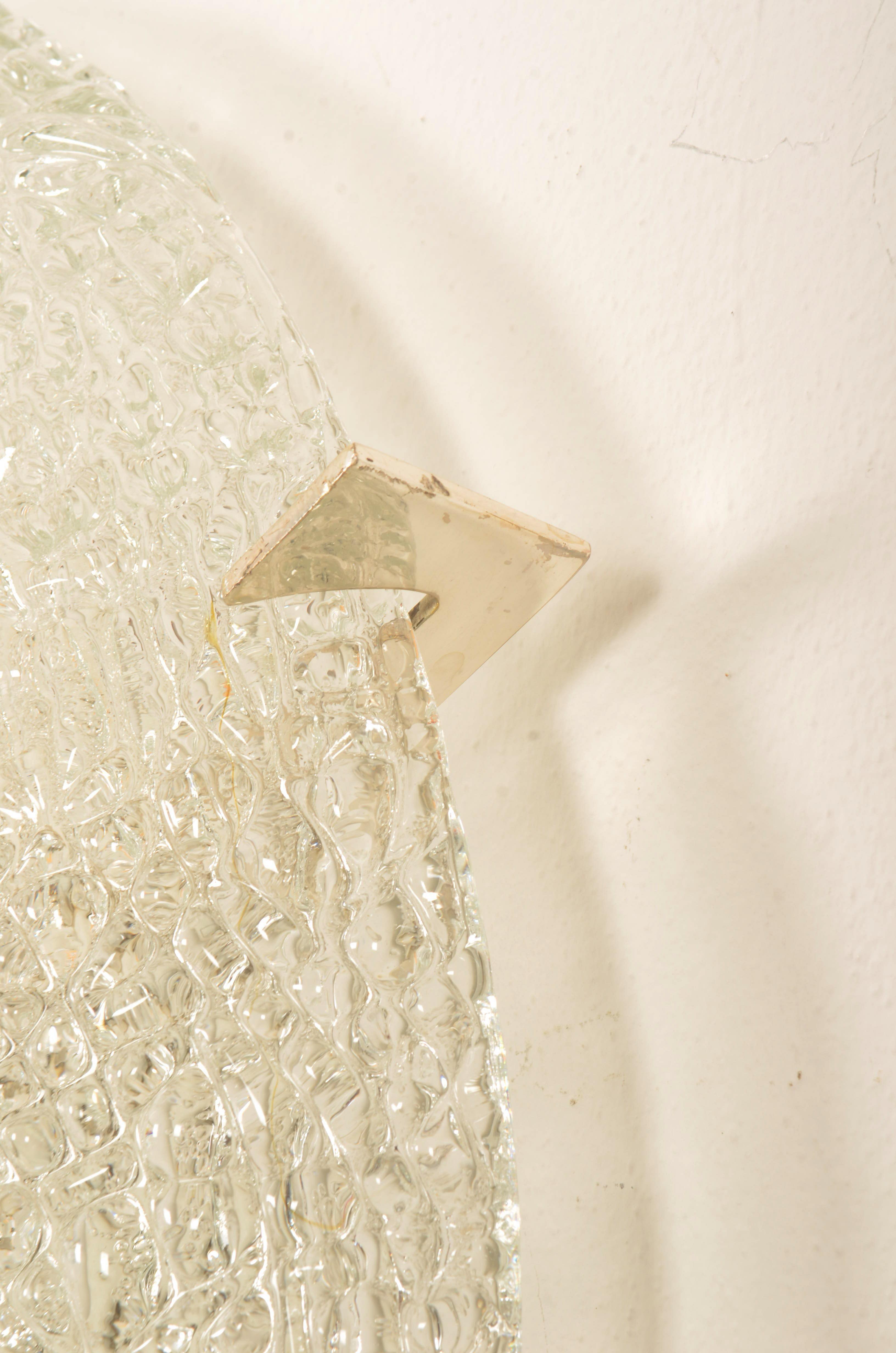 Lacquered Large Ice Glass Flush Mount or Wall Mount Lamp For Sale