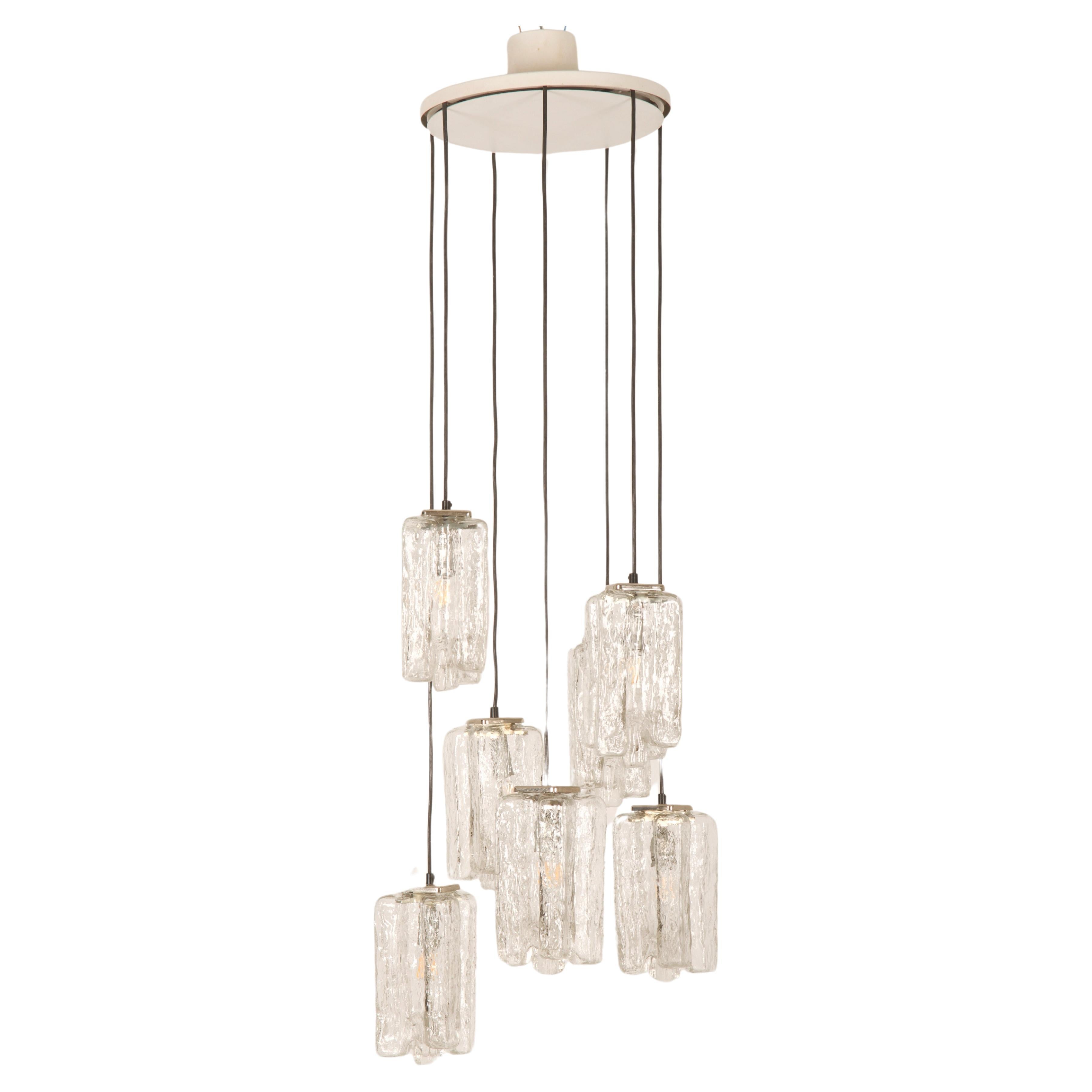 Large Ice Glass Granada Cascading Chandelier By Kalmar