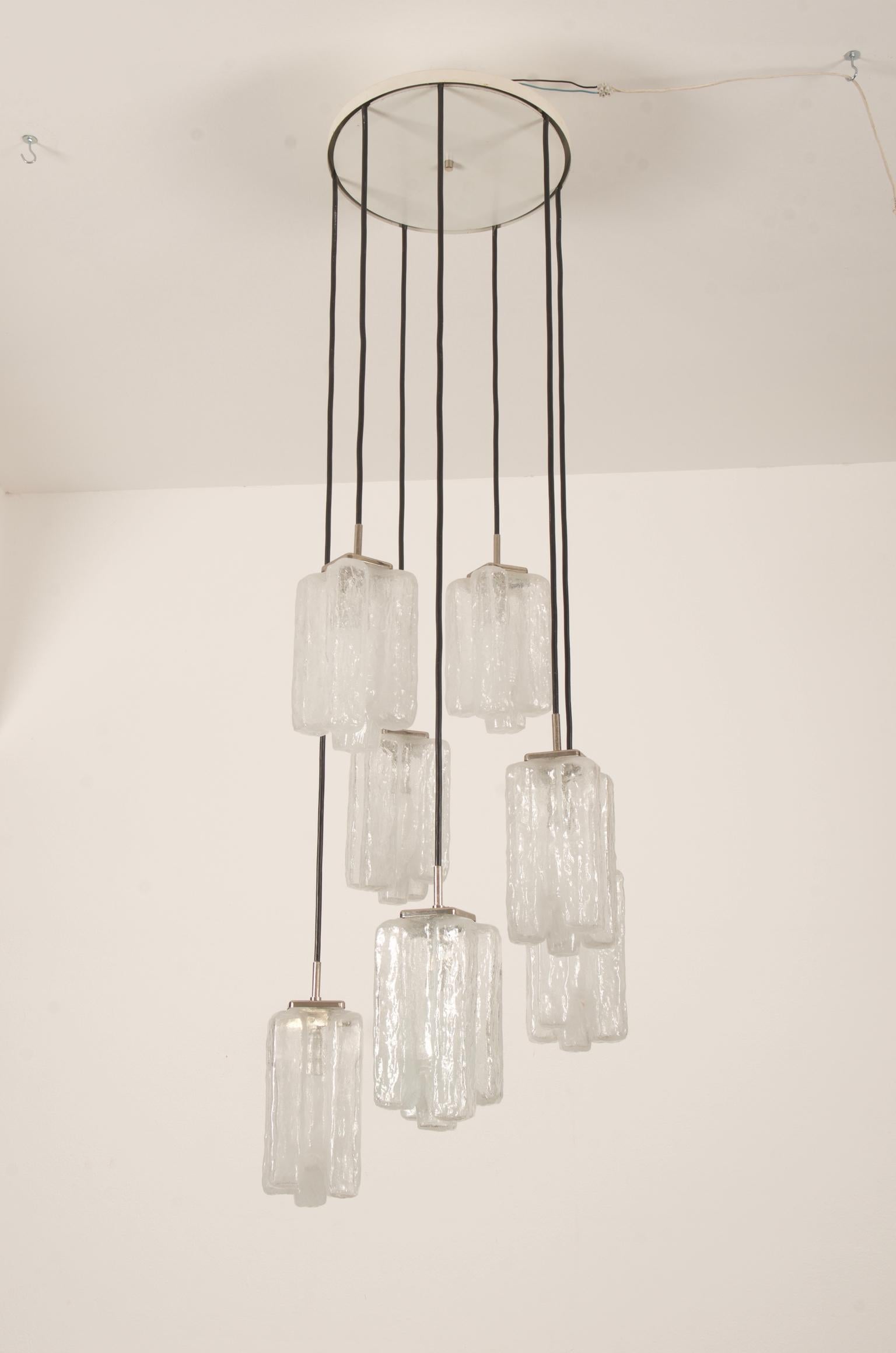 Austrian Large Ice Glass Granada Cascading Chandelier from Kalmar