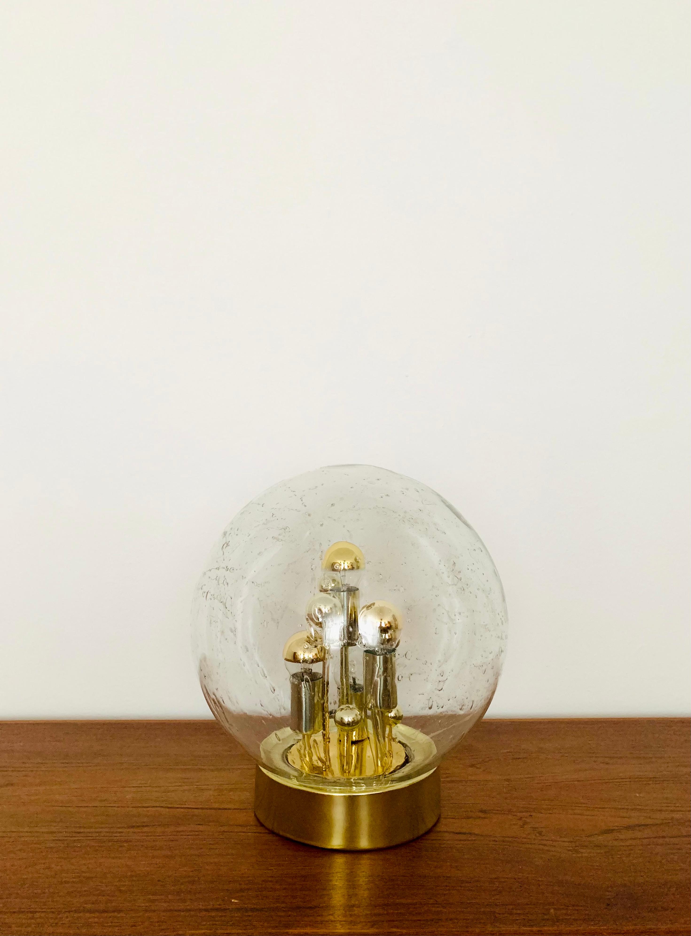 German Large Ice Glass Table Lamp from Doria For Sale