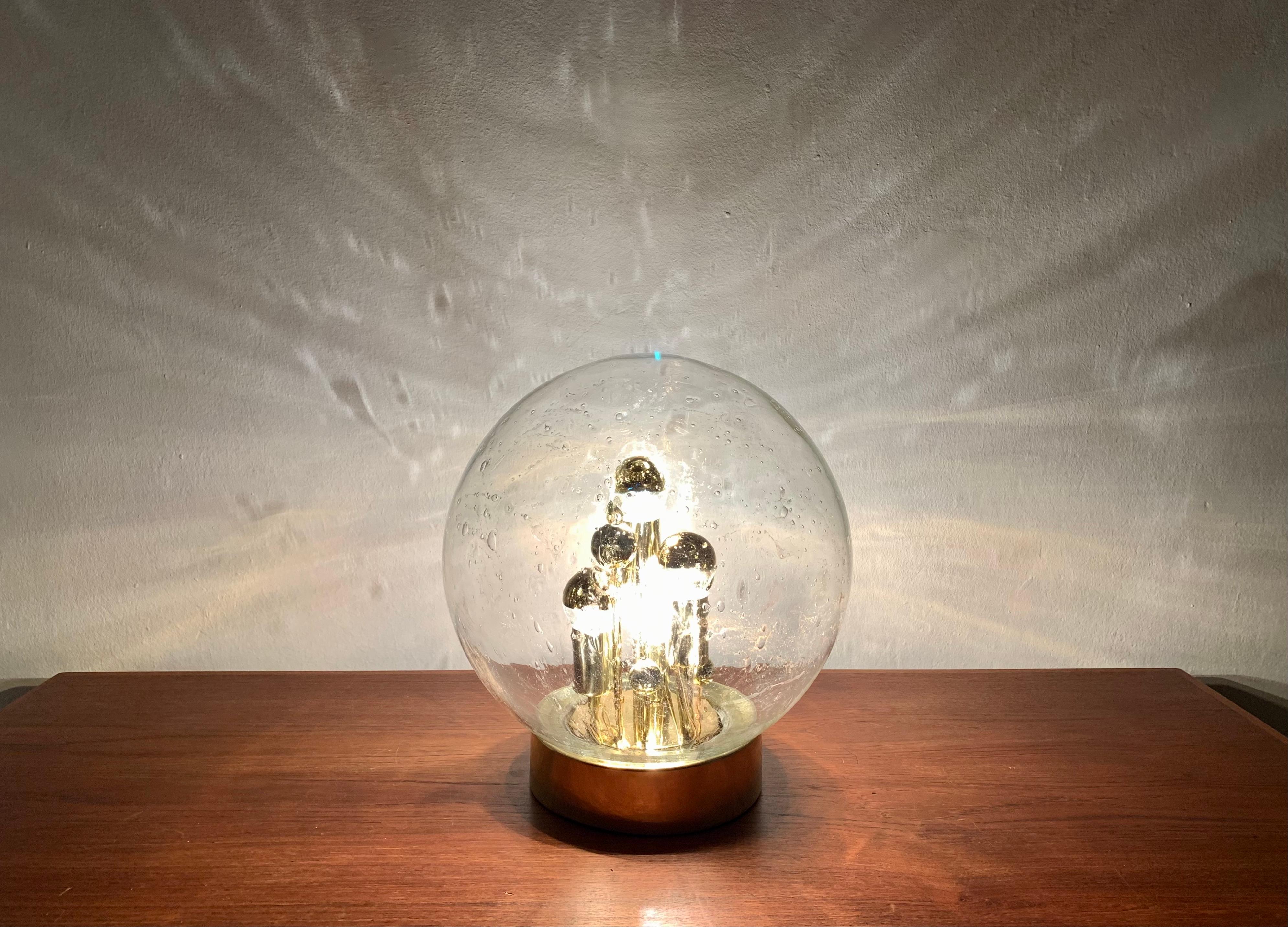 Mid-20th Century Large Ice Glass Table Lamp from Doria For Sale
