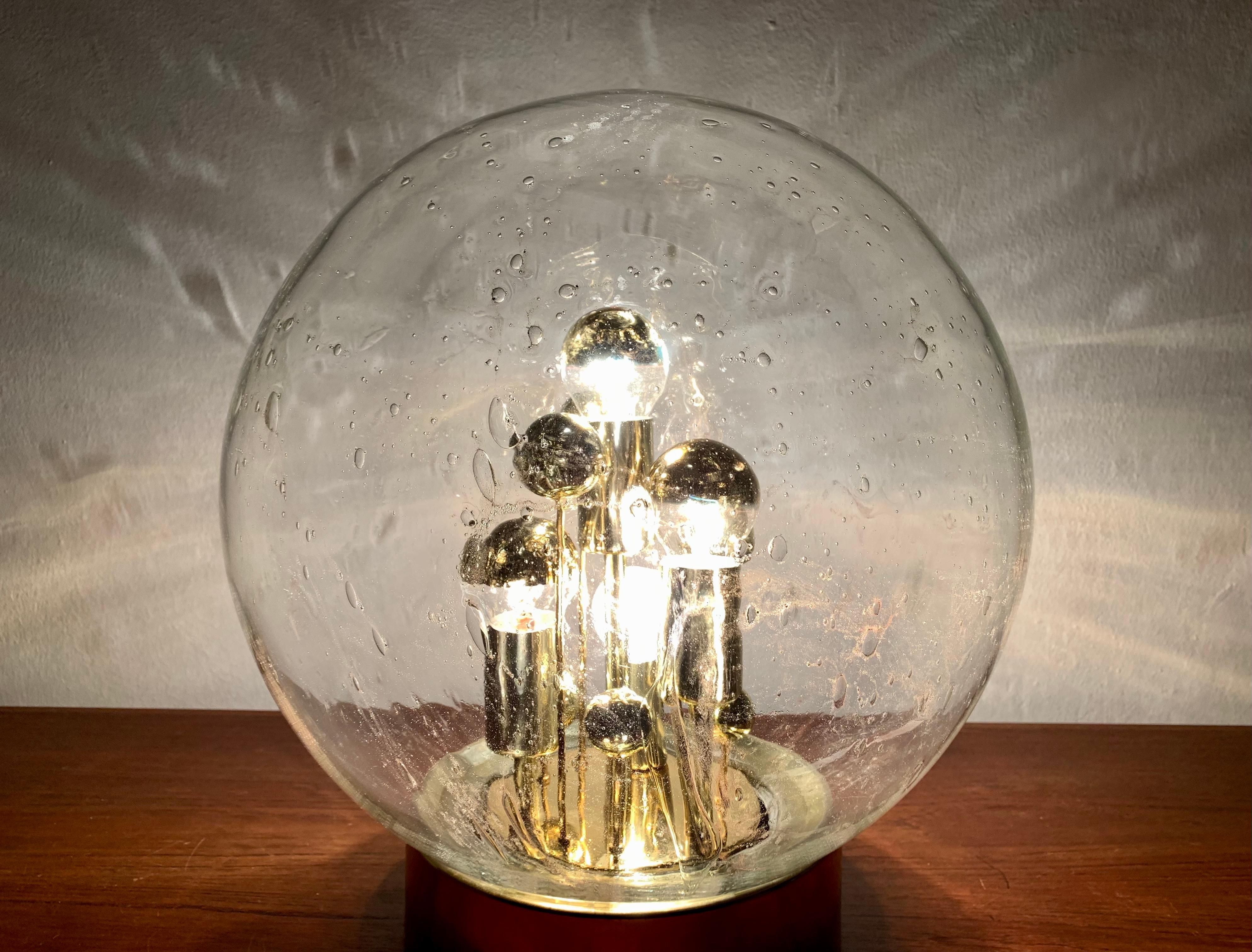Large Ice Glass Table Lamp from Doria For Sale 2