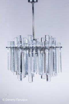 Large Iced Glass Rods Chandelier designed by Kinkeldey.