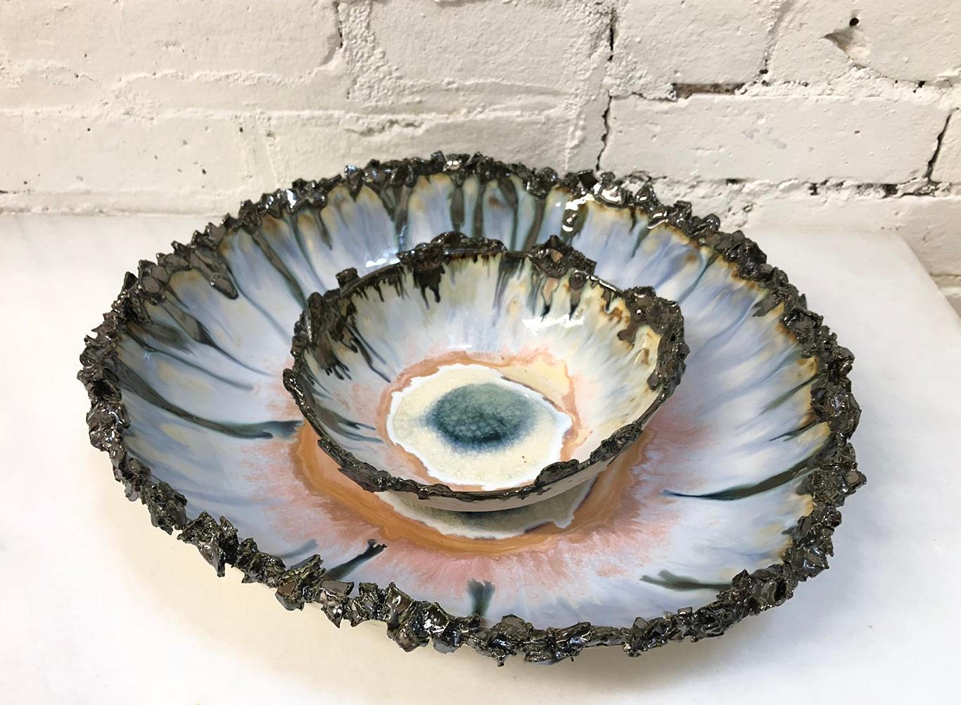 Large Iceland Bowl with Silver Crust by Minh Singer In New Condition In Brooklyn, NY