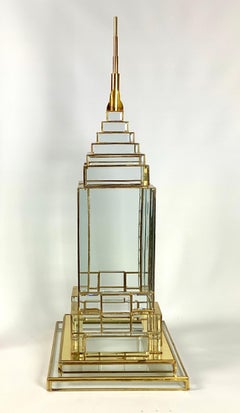 Large Iconic Glass and Brass Empire State Building Sculpture